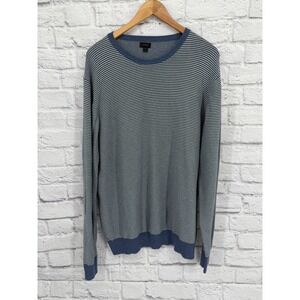 J. Crew Men's Striped CottonCrewneck Sweater Pullover Long Sleeve Blue White XXL